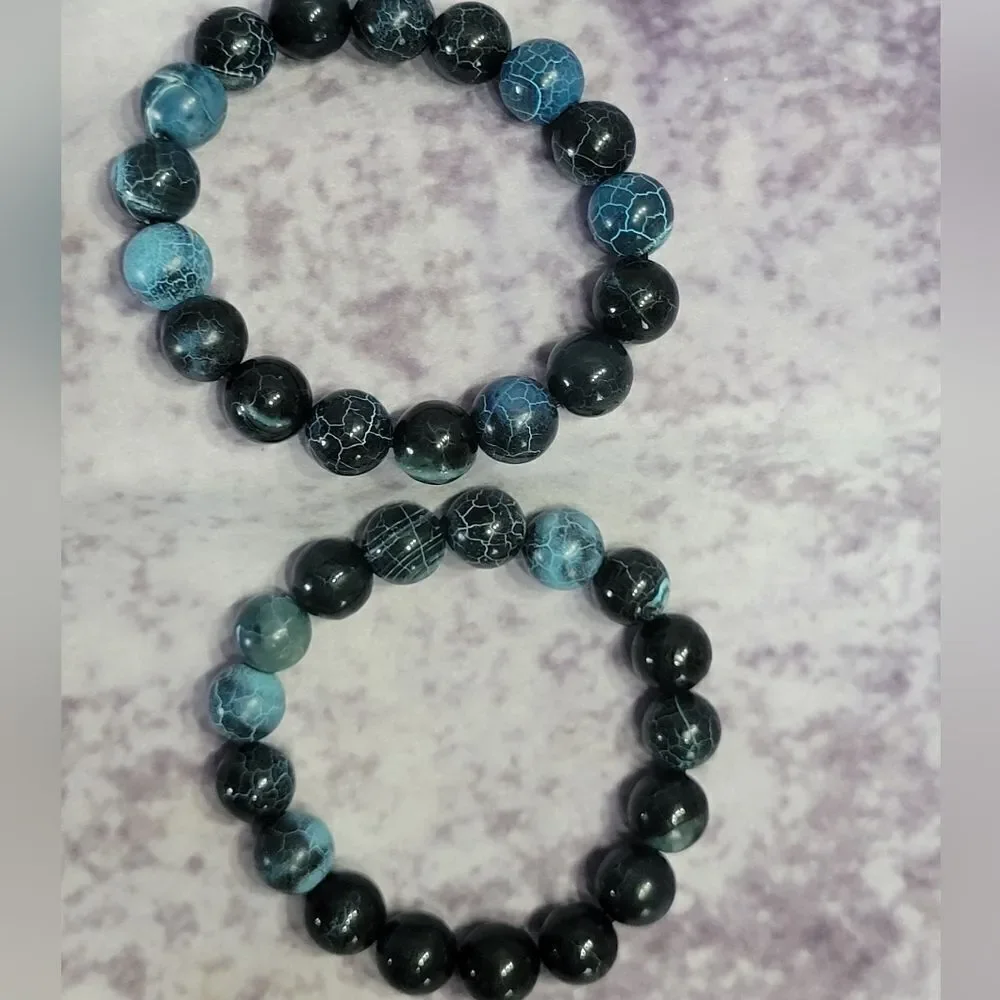 Blue Agate Beaded Bracelet‎